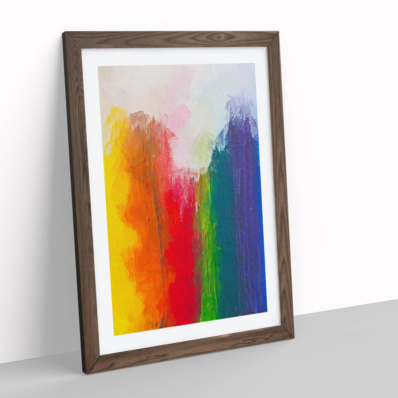 XV1022-4709X Touching The Rainbow Abstract - Print, Walnut Framed, 66cm H x 48cm W, White