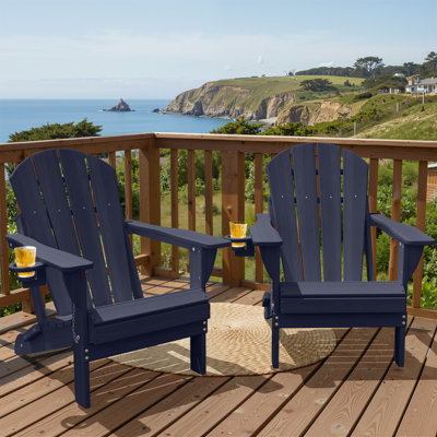 Chaise d'extérieur pliable en PEHD résistant aux intempéries pour chaise d'extérieur avec porte-gobelet