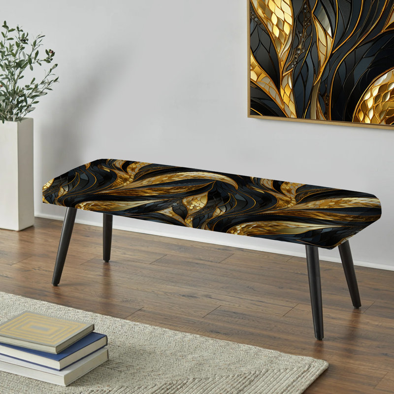 Banc noir rembourré scintillant Glamour Gaze Sparkling Gold Harmony