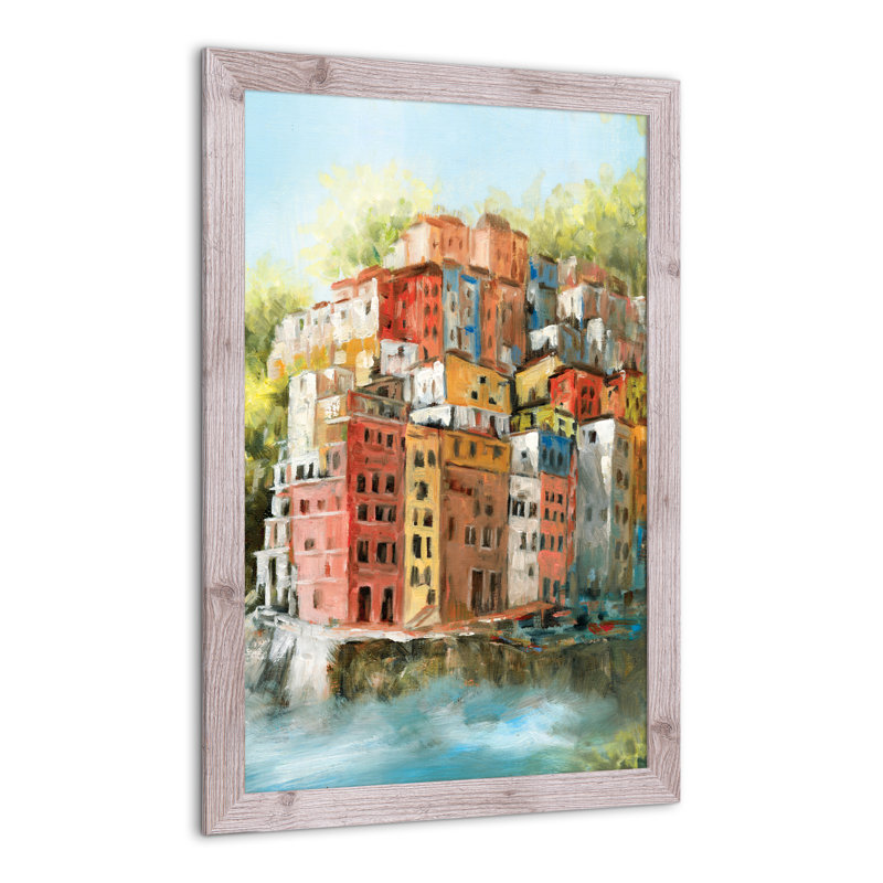 Méditerranée - peinture sur toile, H 24 po x l 36 po x P 0,75 po, Cadre photo blanc en acrylique