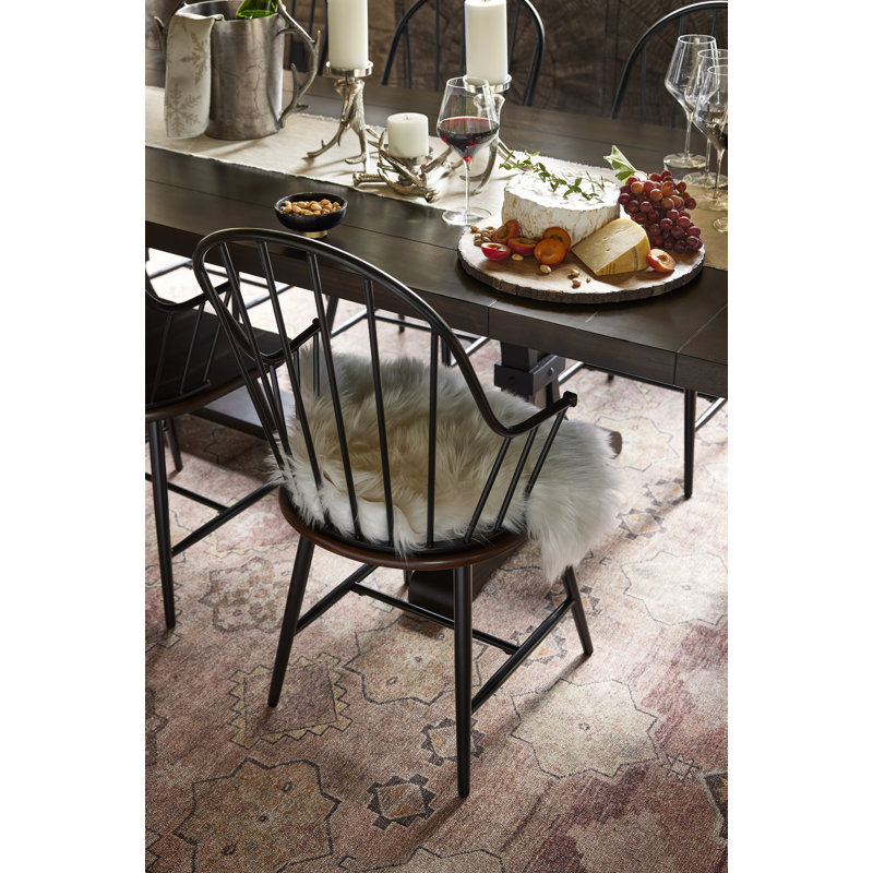 Milo Modern Windsor Metal Armchair with Espresso Wood Seat