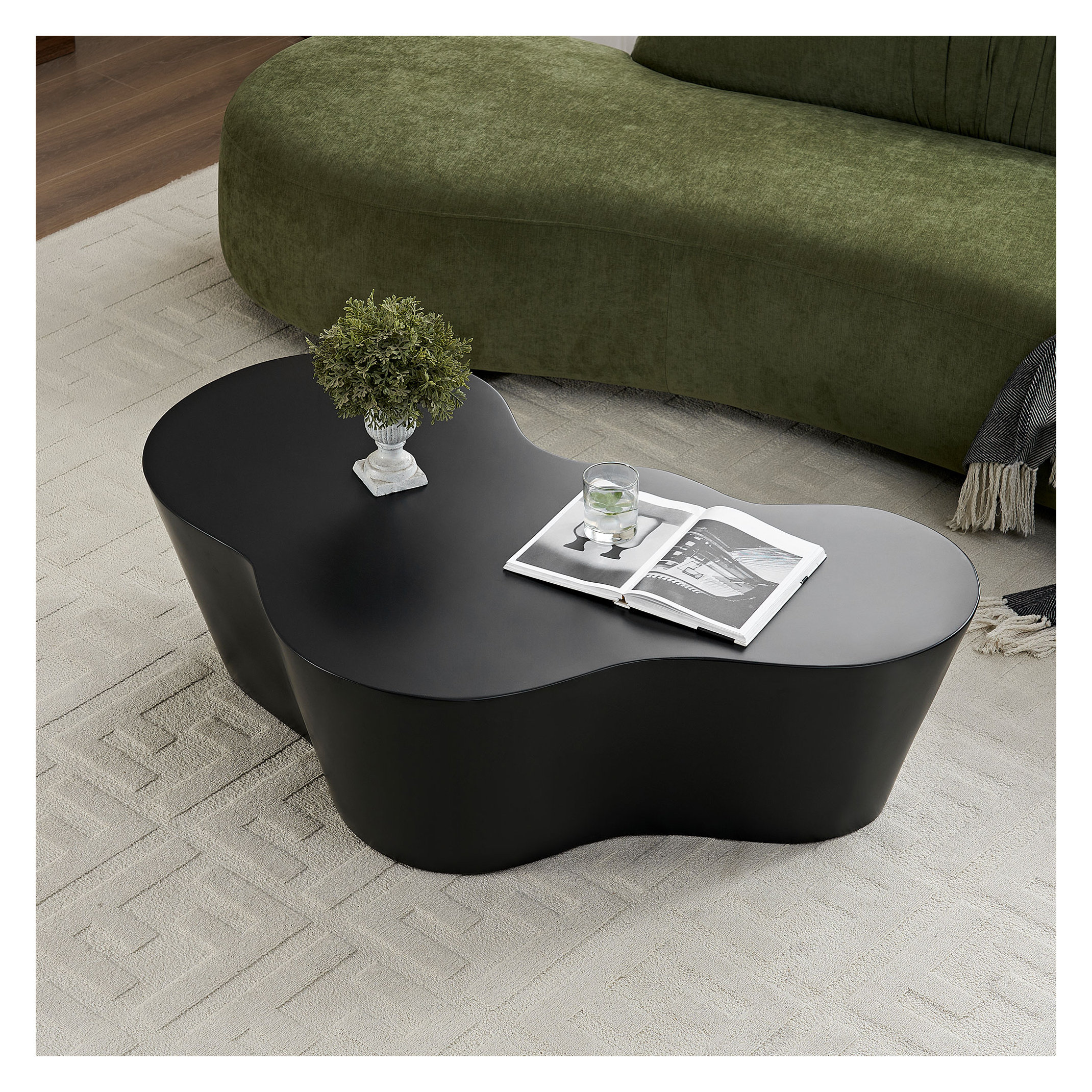 Corrigan Studio® 50 Inch Unique Shape Fiberglass Coffee Table - Modern ...