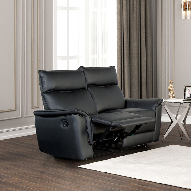 Causeuse inclinable en cuir 62,6 po Amma, Similicuir noir