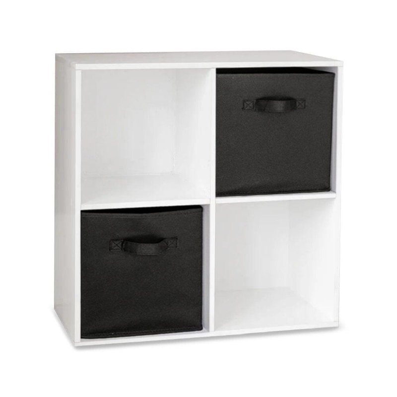 Northville 61 cm W Cube Bookcase, (4 Shelves) 61cm H x 61cm W x 30cm D, White/Black
