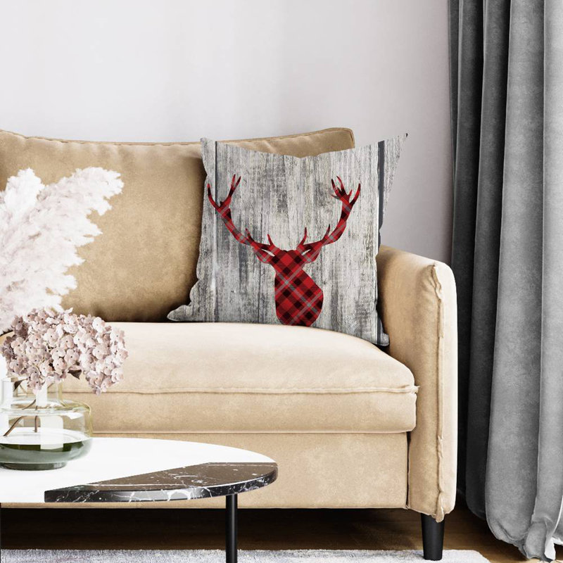 Wood and deer - 26"x26" Throw pillow - Poly twill - Print on demand, Polyester/Polyfill, 26" x 26"