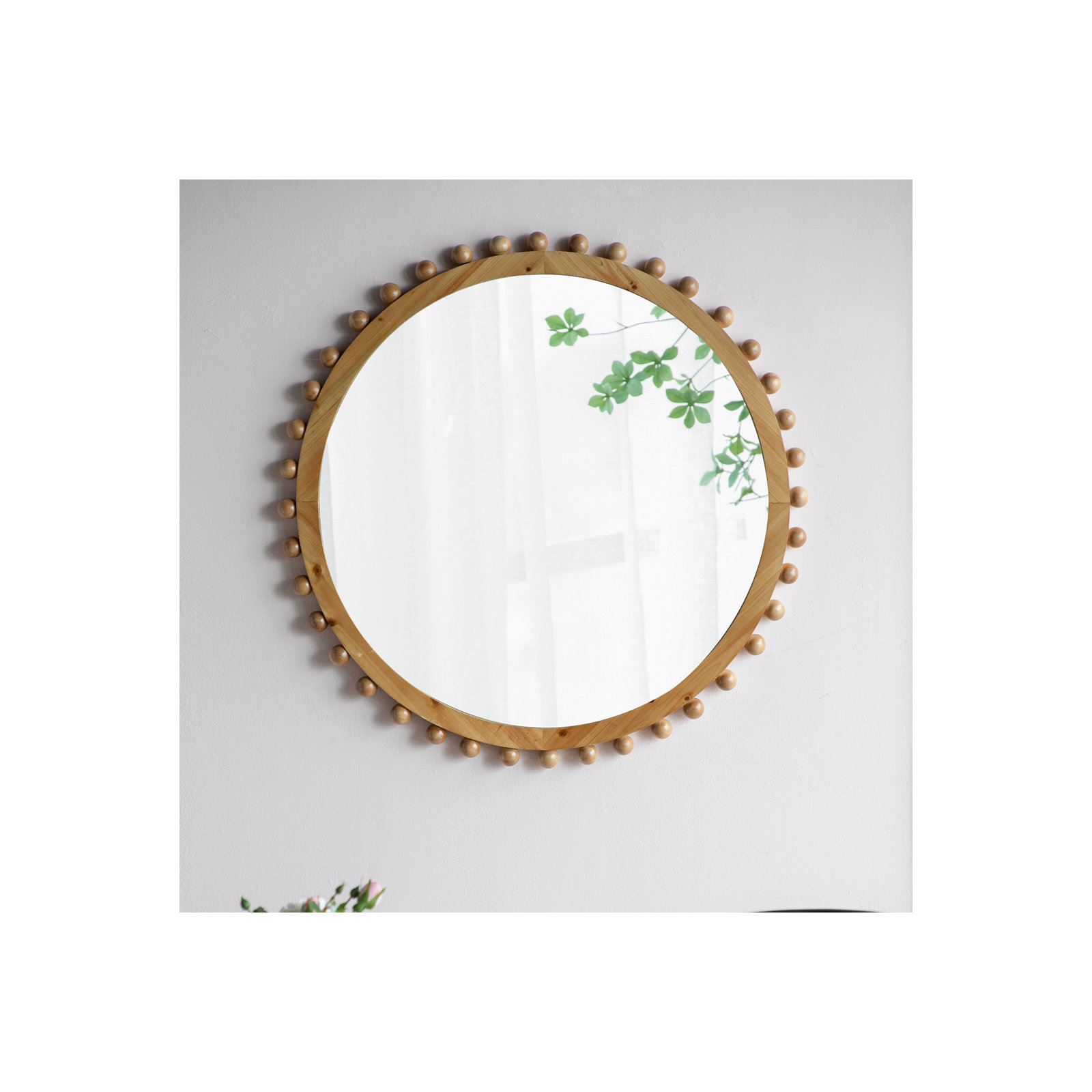 Estrella Solid Wood Round Mirror