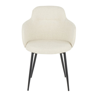Chaise Boyne en métal noir et tissu crème par Lumisource