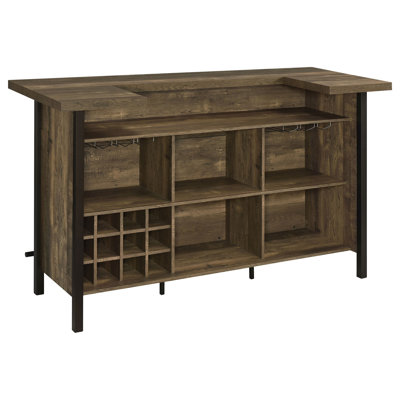 Lampton Rustic Oak Freestanding Home Bar by Ophelia & Co.