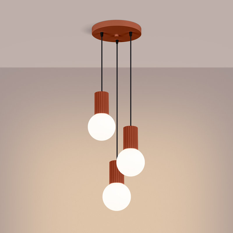Bernis 3 - Light Brushed Nickel Pendant, Red