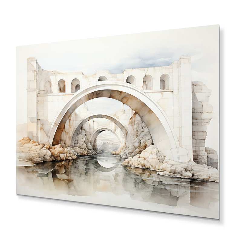 Grey Bridge Minimalist Archway II - Architecture Metal Wall Decor, 30" H x 40" W x 1" D
