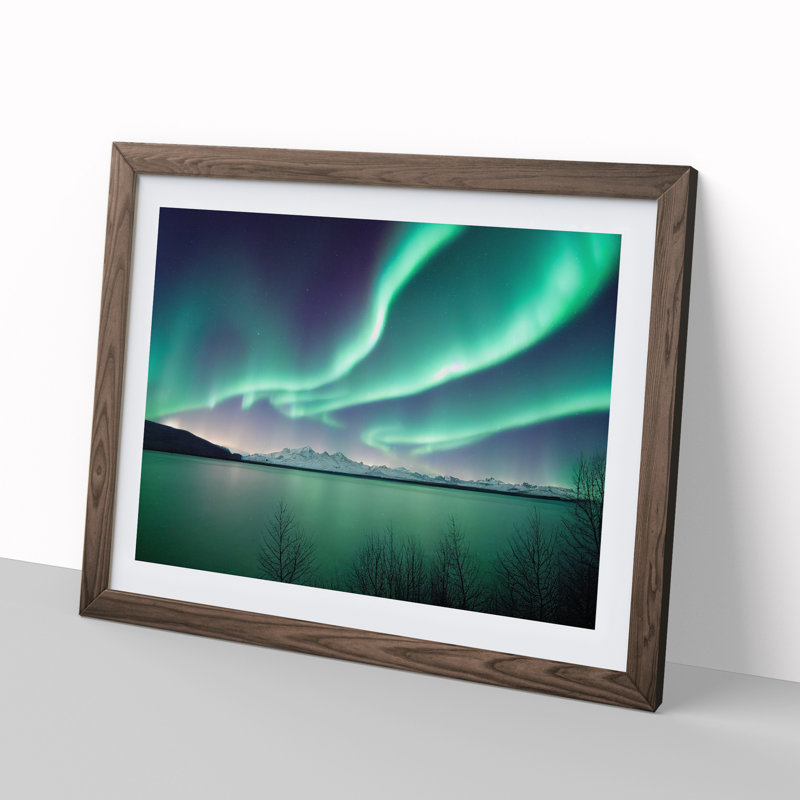 XH1022-8338X Stimulating Northern Lights - Single Picture Frame Print, 34cm H x 46cm W x 2cm D, Walnut Framed