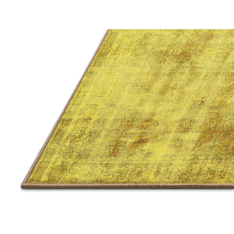 Tapis oriental en laine / polyester tissé à la machine en jaune, Rectangle 8 pi x 10 pi