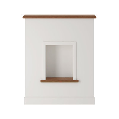 Beige + Burlywood Solid Wood Electric Fireplace