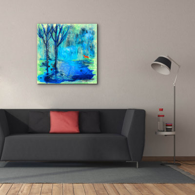 «Tranquil Travels» par Wyanne, graffiti épique, art mural sur toile, 18 po x 18 po