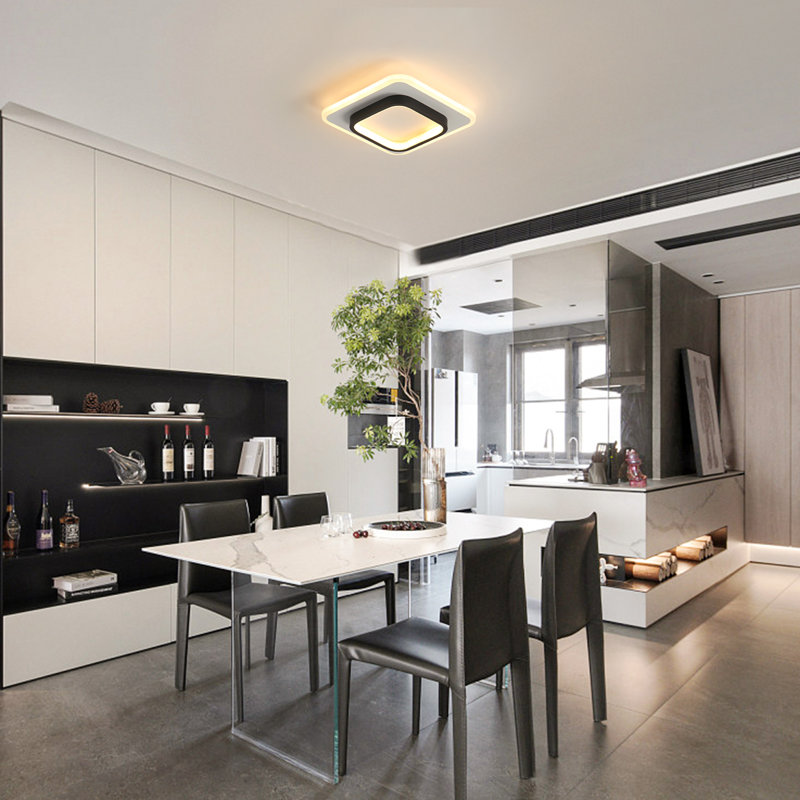 Ziane LED Flush Mount, 3000K, White/Black