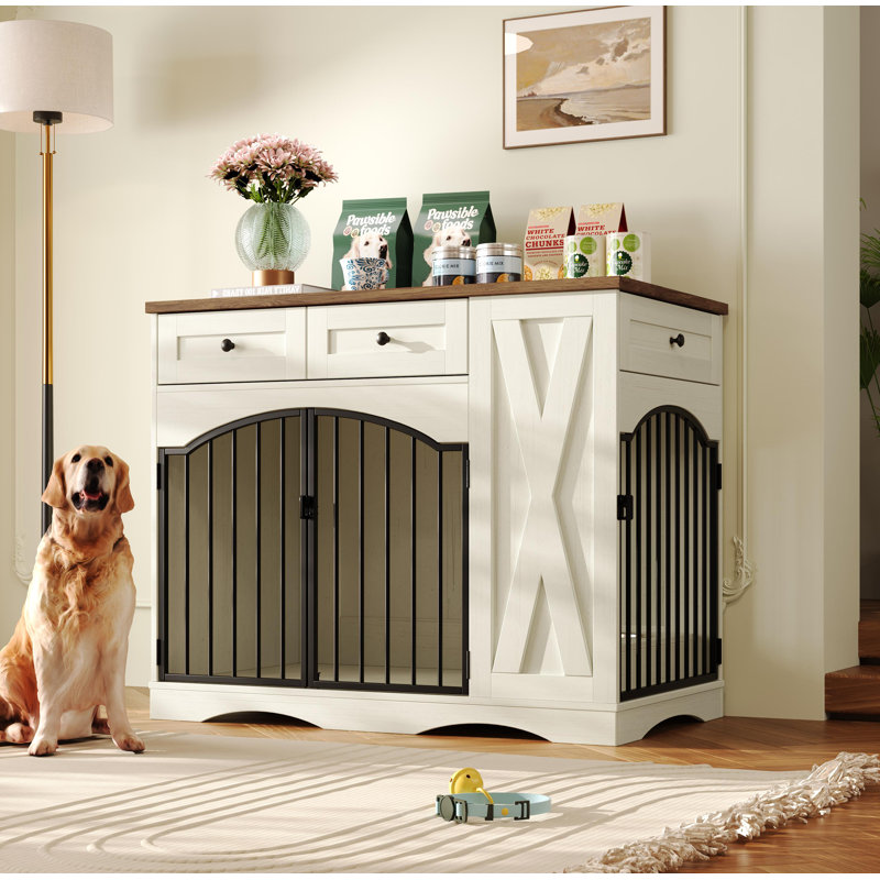 Meuble pour chien 43,3 po Farmhouse, Beige/brun