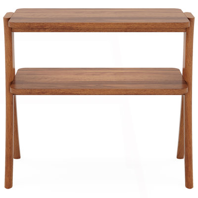 Narrow Side Table, 2-Tier Small Farmhouse Console Table With Storage Shelf, Behind Couch Table