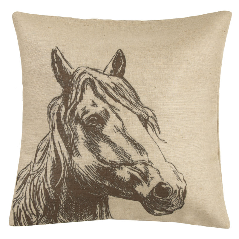 Horse Head Feather Reversible Throw Pillow