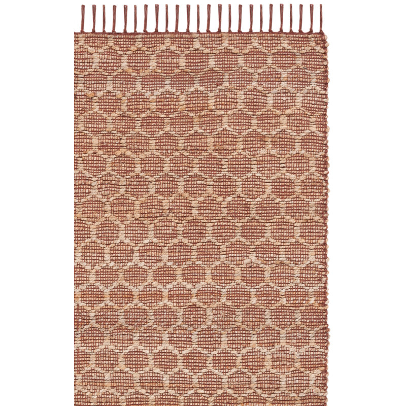 Goble Hand Woven Jute/Cotton Geometric Rug in Tan, Rectangle 5' x 8'