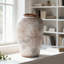 Grand vase en céramique pour la décoration intérieure, vase de ferme fabriqué à la main avec texture de grain horizontal, grand vase central pour fleurs artificielles et décoration de table-1994908776