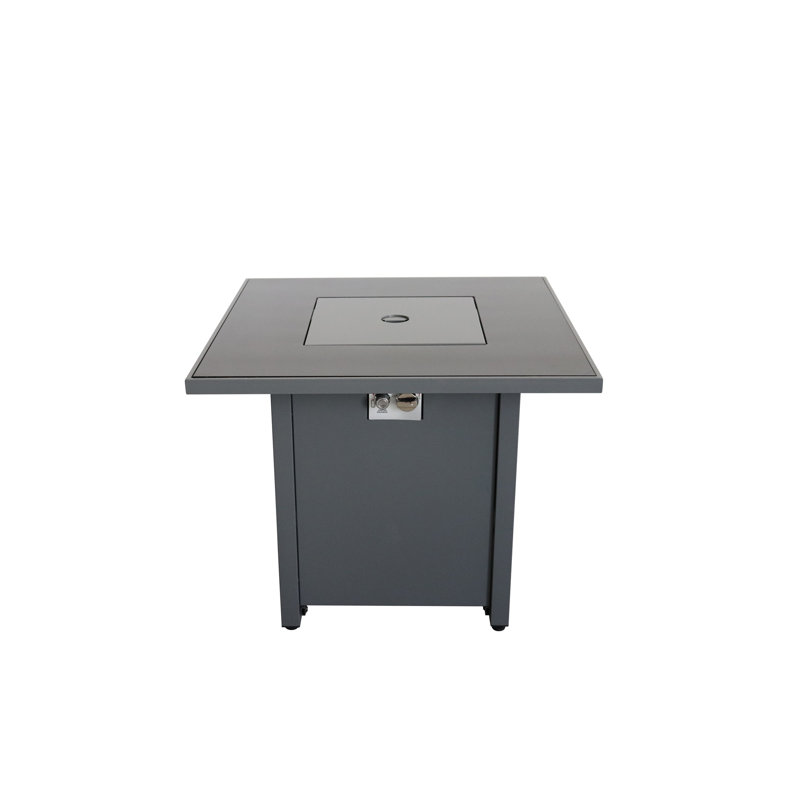 Aecca Square Steel Propane Fire Pit, Gray