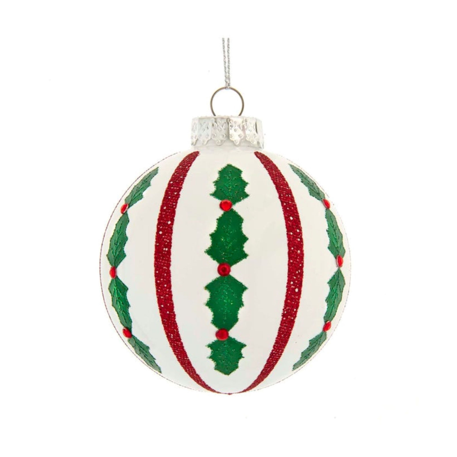 Holly Leaf Glass Ball Ornament