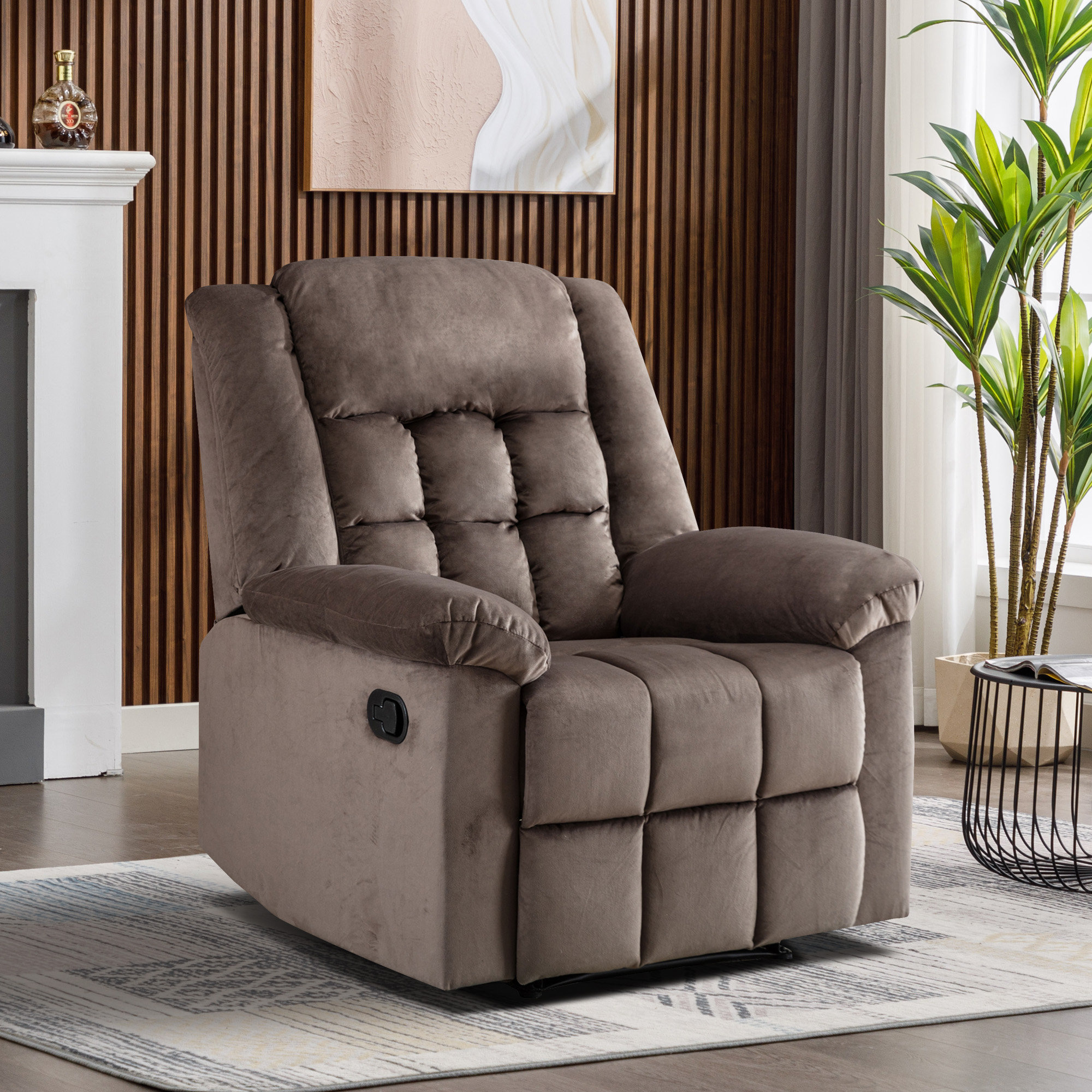 Red Barrel Studio® 33.6'' Wide Classic and Overstuffed Soft Manual Recliner  Chair with Padded Armrest & Reviews