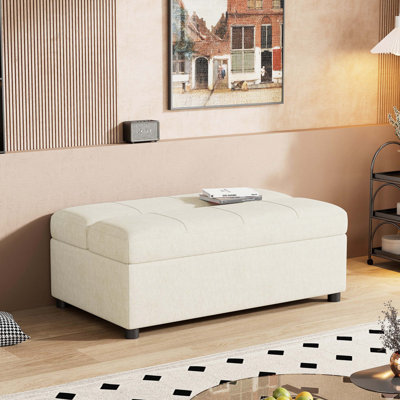 Foldable Ottoman Sleeper Bed with Built-in Mattress, Multi-purpose Convertible Portable Guest Bed