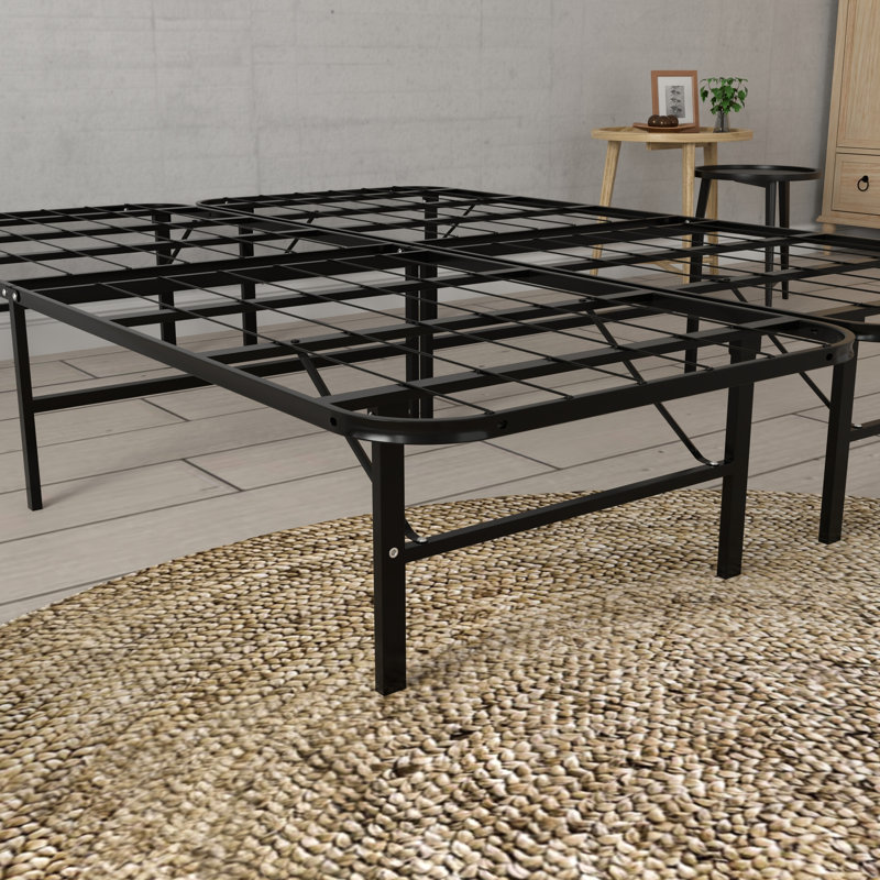 Base de lit très grande plateforme en acier noir - hauteur de 14 pouces, cadre renforcé, aucun sommier requis, sommier robuste, installation rapide