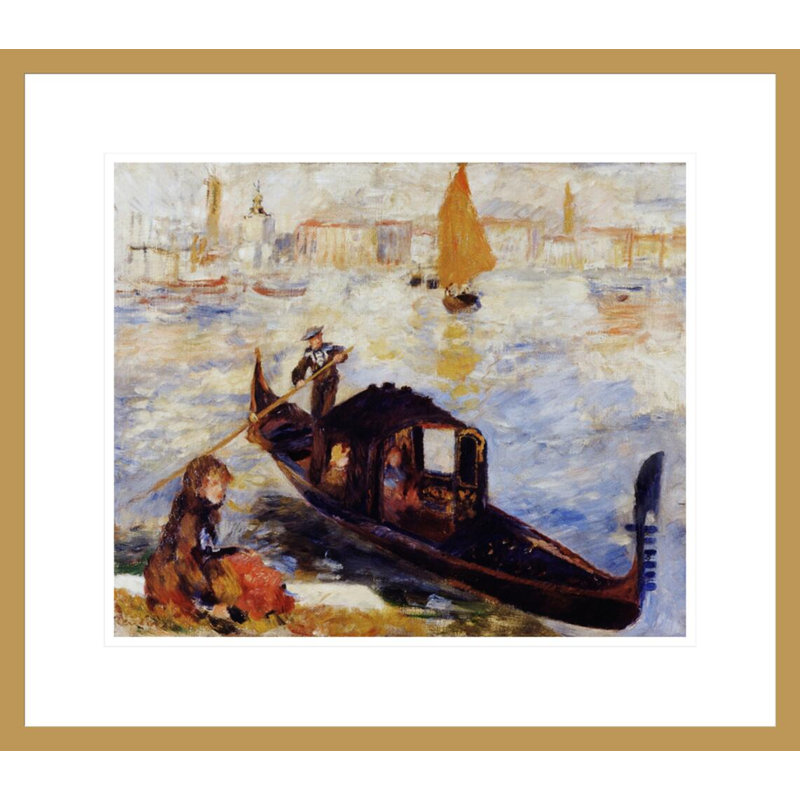 «Gondola on the Grand Canal in Venice» par Pierre-Auguste Renoir, impression giclée encadrée, H 17,75 po x l 20,25 po