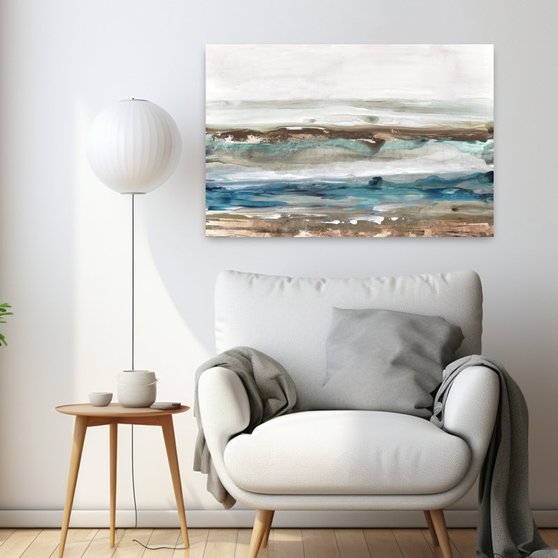 Vagues qui se brise, abstrait, paysage marin moderne, art de plage, H 24 po x l 36 po
