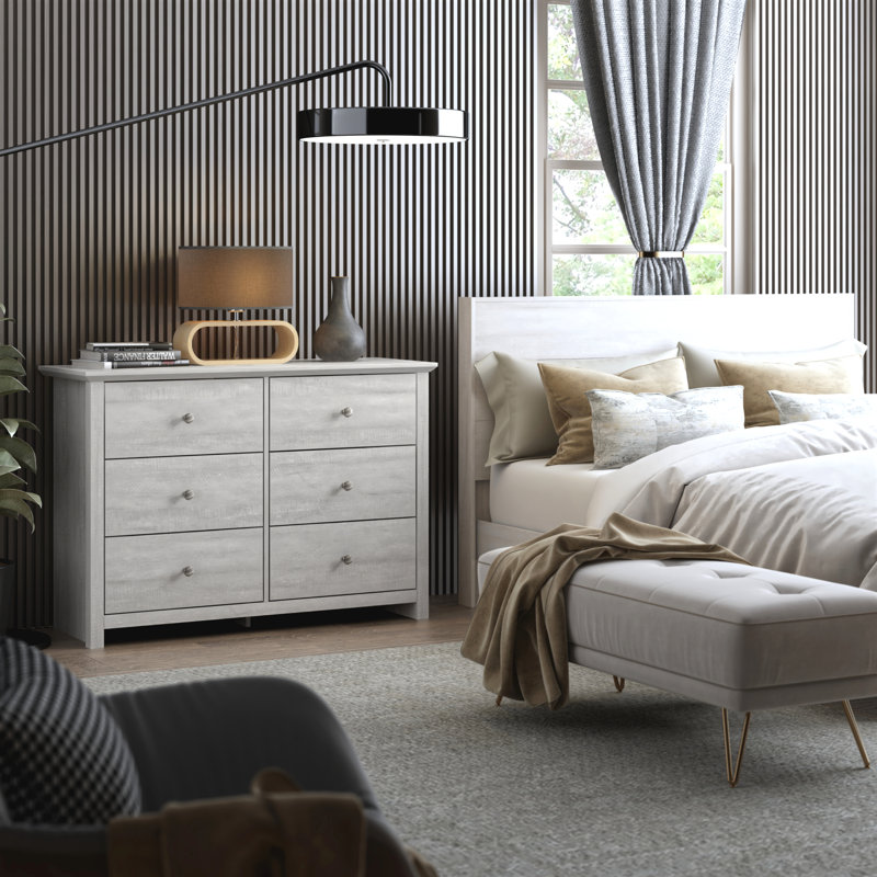 Tevrat 6 Drawer Double Dresser - Modern Bedroom Storage