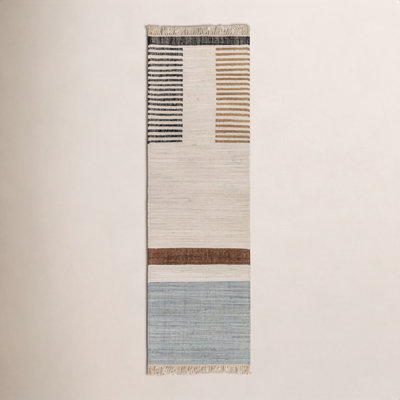 Avenue Cream Black Hand-Woven Cotton Rug