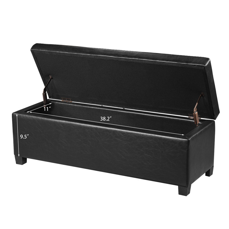 Banc de rangement avec repose-pieds 42 po, Noir