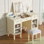 Coiffeuse 46,5 "/ bureau d'ordinateur avec tabouret et miroir rabattable