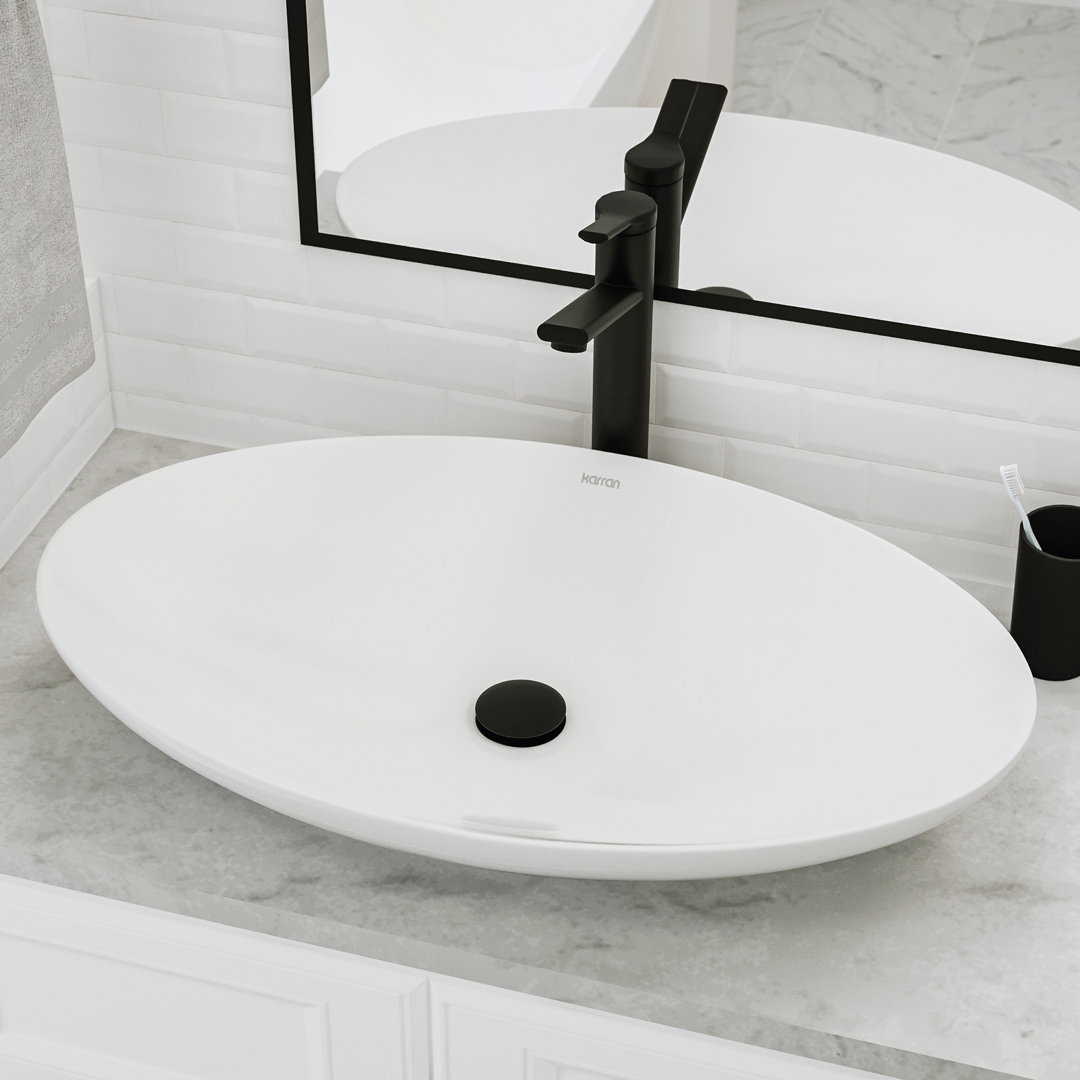 Karran Valera 27 In. Vitreous China Oval Vessel Bathroom Sink Karran