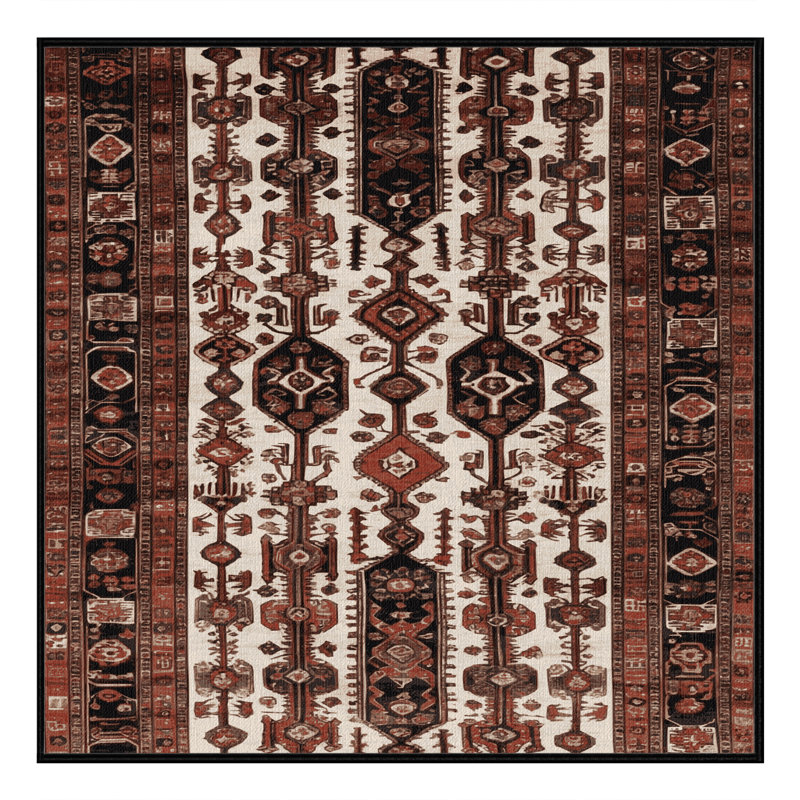 Tapis turc noir lavable à la machine, Carré 8 pi