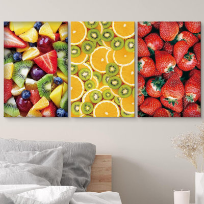 Fraise, kiwi et orange, nourriture, fruits, photographie, réalisme, chic, gros plan, ultra