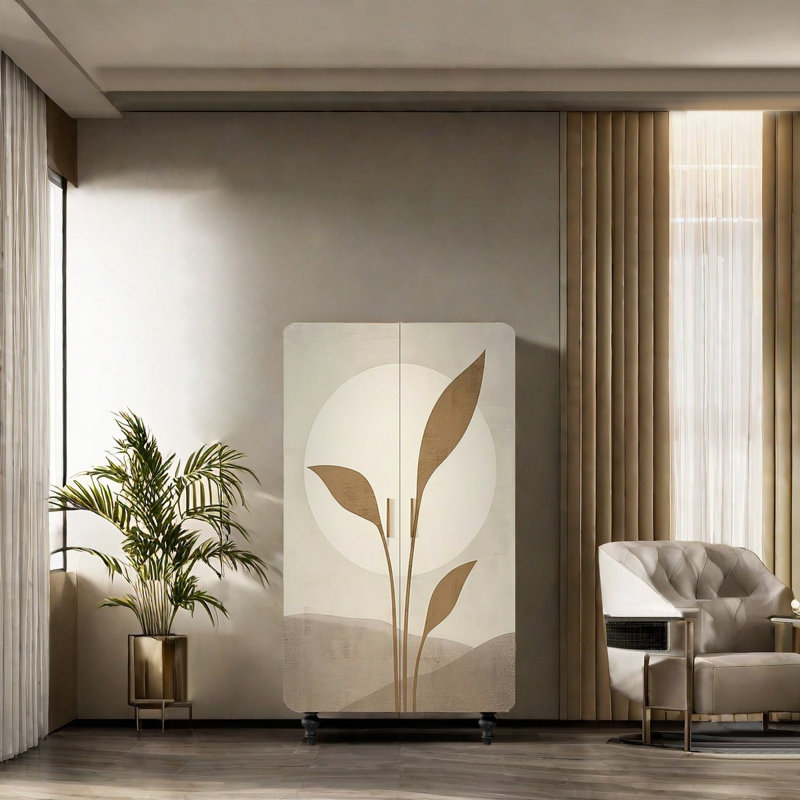 Wabi-sabi Cream style home double doors wardrobe