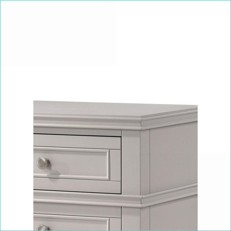 Table de chevet 3 tiroirs avec USB - Bois de peuplier massif, Gris