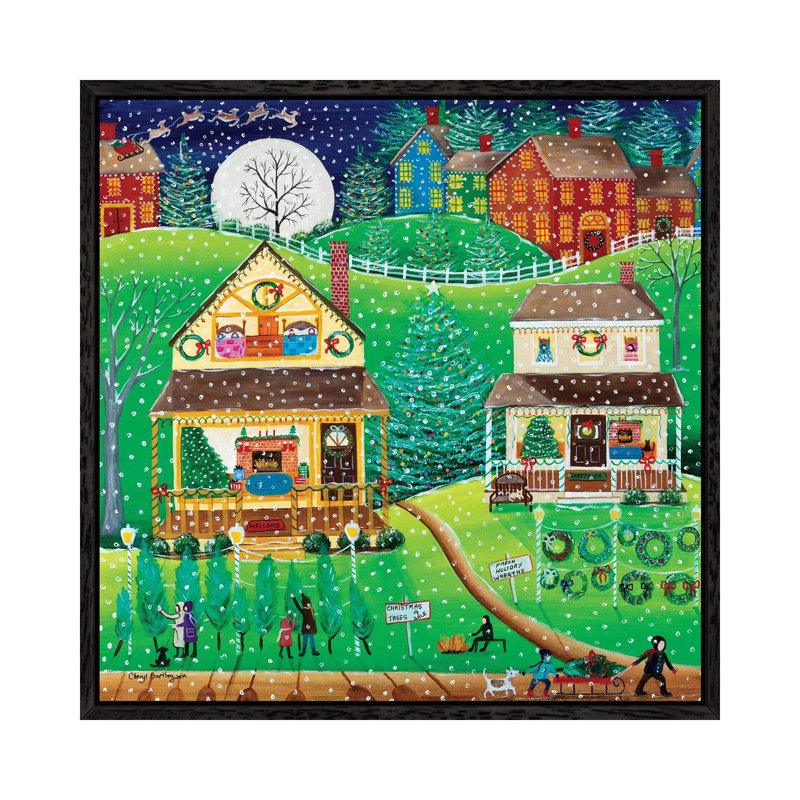 The First Snow by Cheryl Bartley - Painting on Canvas, 66.04cm H x 66.04cm W x 3.81cm D, Black Framed