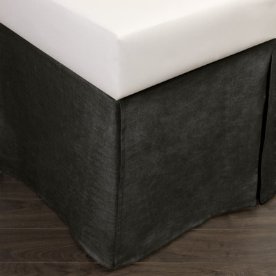 Damara Linen Bed Skirt, Asphalt, King