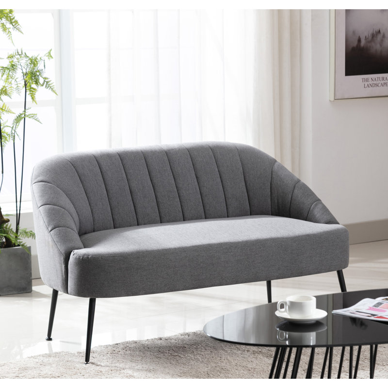 Causeuse à accoudoirs encastrés 51,2 po Chrisine, Gris
