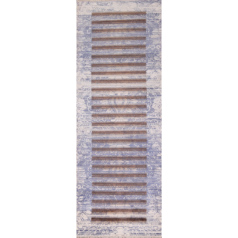 Striped Abstract Oriental Runner Rug 3x10