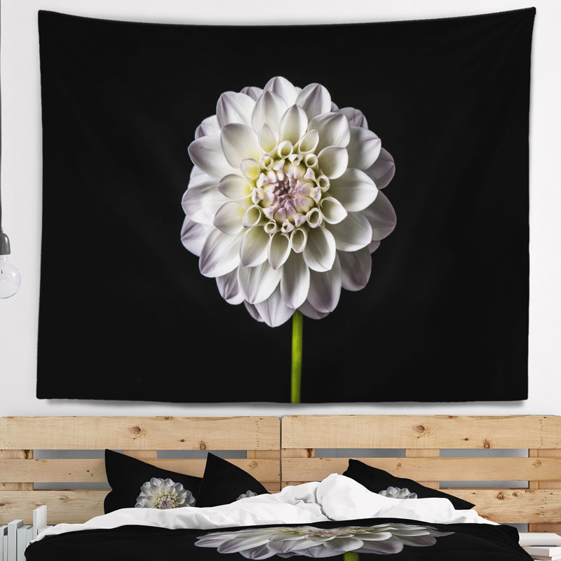Dahlia floral avec tapisserie noire, H 32 po x l 39 po