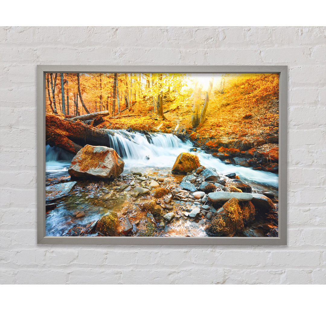 Waterfall In The Woods Beauty - Einzelbildrahmen Kunstdrucke auf Leinwand