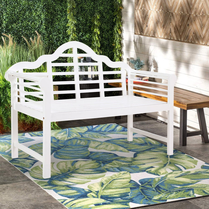Banc de jardin en bois Ahana, Blanc