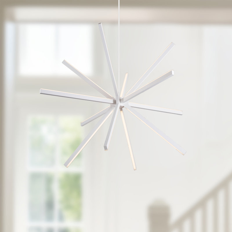 Lustre sphérique unique à DEL à 13 lumières Sirius, Blanc, H 38,25 po x l 54 po x P 54 po