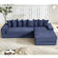 Canapé modulaire surdimensionné en nuage, canapé en L, canapé-lit convertible au sol, sans assemblage, huit coussins, sac à magazines 3 en 1, velours côtelé, bleu-984085203