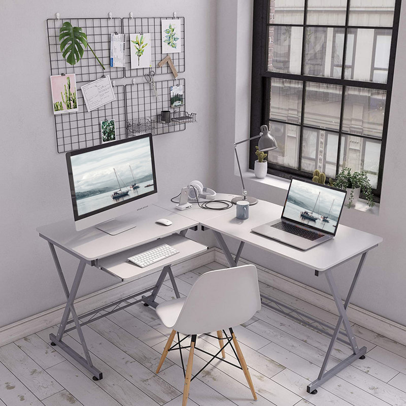 Corner Desk, L-Shaped Computer Desk, For Study And Games, Space Saving, Easy Assembly, 138 X 150 X 75 Cm, White